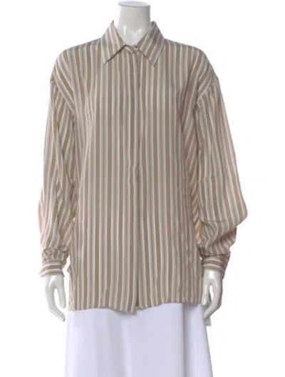 Pre-owned Michael Kors Silk Striped Blouse In Neutral