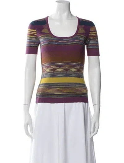 Pre-owned Michael Kors Silk Striped Sweater In White
