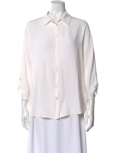 Pre-owned Michael Kors Silk Three-quarter Sleeve Blouse In White