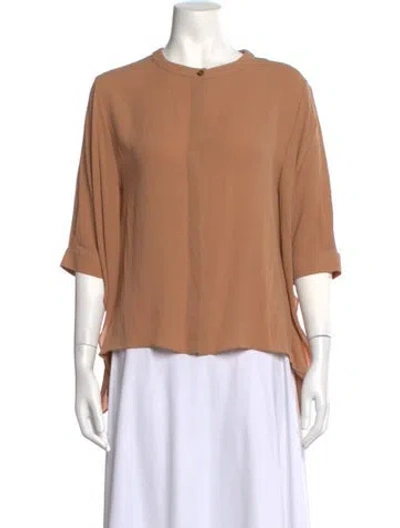 Pre-owned Michael Kors Silk Three-quarter Sleeve Top In Neutrals