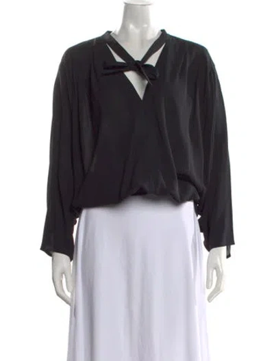 Pre-owned Michael Kors Silk Tie Neck Blouse In Black