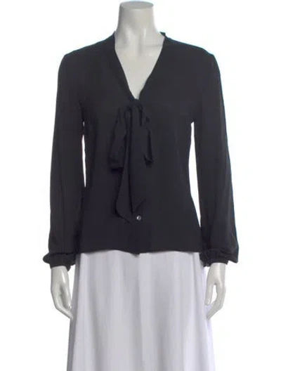 Pre-owned Michael Kors Silk Tie Neck Blouse In Blue
