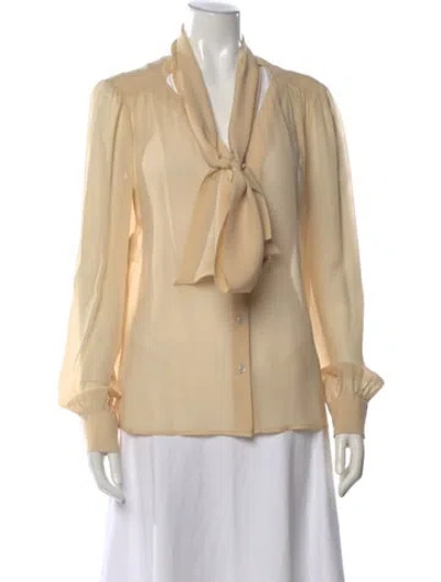 Pre-owned Michael Kors Silk Tie Neck Blouse In Neutral