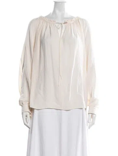 Pre-owned Michael Kors Silk Tie Neck Blouse In Neutrals