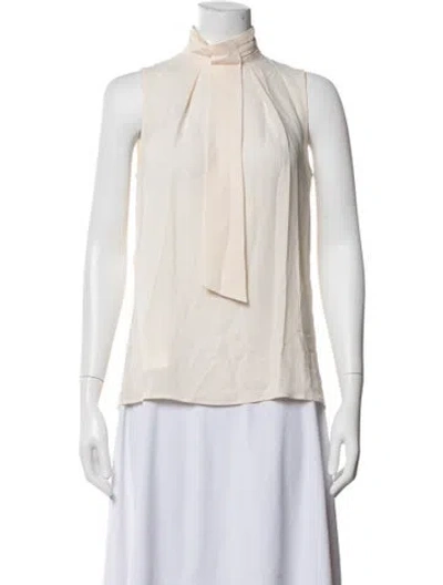 Pre-owned Michael Kors Silk Tie Neck Blouse In Neutrals