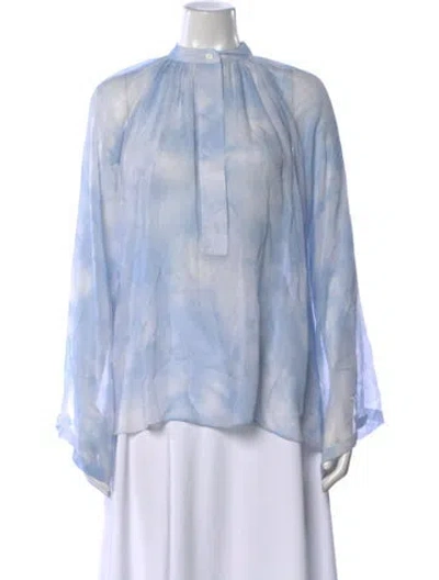 Pre-owned Michael Kors Silk Tie-dye Print Blouse In Blue