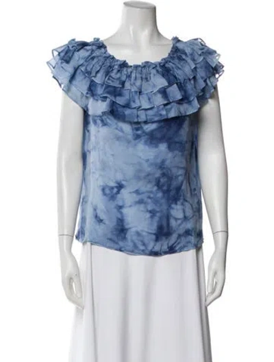 Pre-owned Michael Kors Silk Tie-dye Print Blouse In Multi