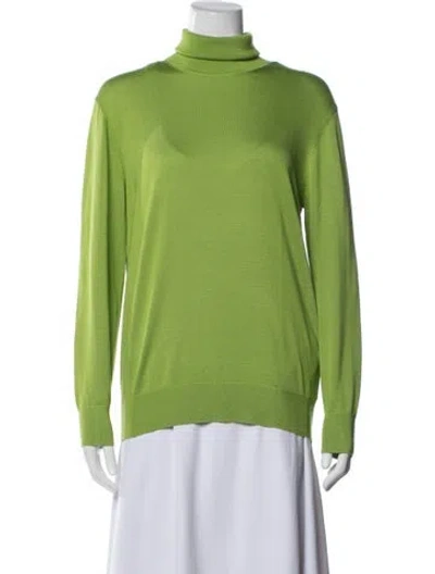 Pre-owned Michael Kors Silk Turtleneck Sweater In Green