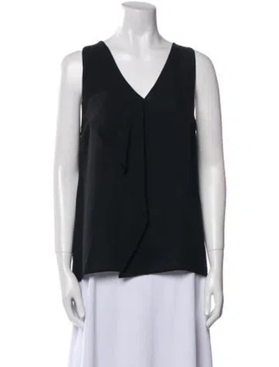 Pre-owned Michael Kors Silk V-neck Blouse In Black