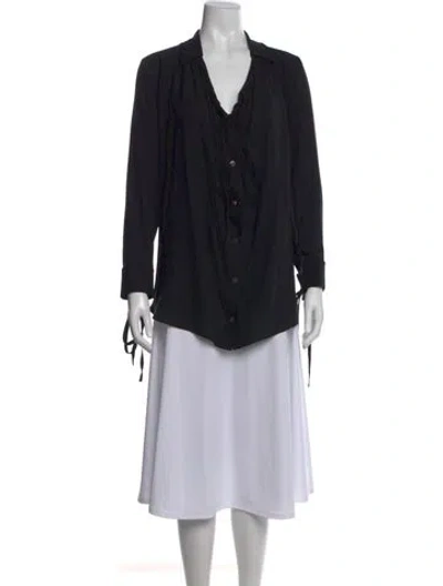 Pre-owned Michael Kors Silk V-neck Blouse In Black
