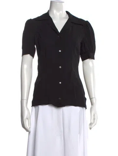 Pre-owned Michael Kors Silk V-neck Blouse In Black