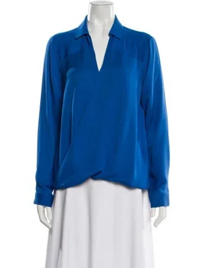 Pre-owned Michael Kors Silk V-neck Blouse In Blue