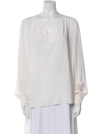 Pre-owned Michael Kors Silk V-neck Blouse In White