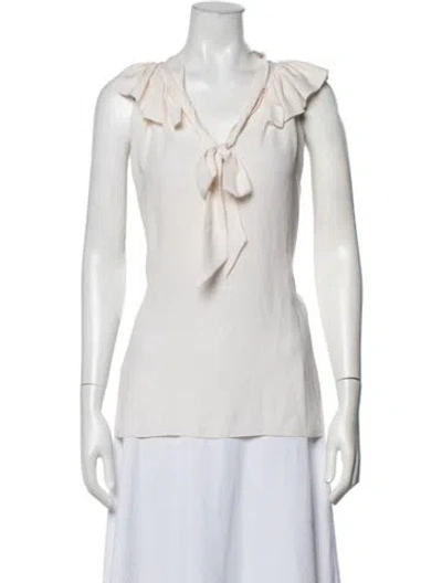 Pre-owned Michael Kors Silk V-neck Blouse In White