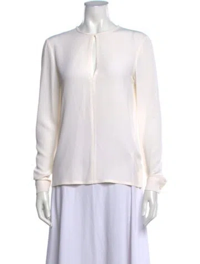 Pre-owned Michael Kors Silk V-neck Blouse In White