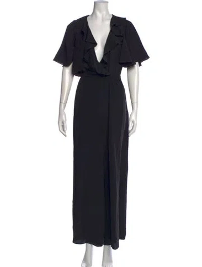 Pre-owned Michael Kors Silk V-neck Jumpsuit In Black