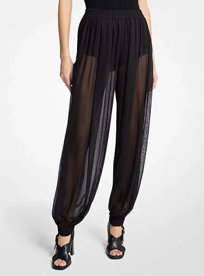 Michael Kors Silk Voile Sarouel Pants In Black