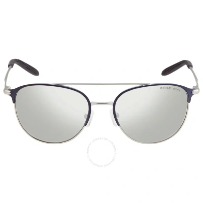 Michael Kors Silver Mirrored Round Men's Sunglasses Mk1111 12076g 54 In Navy / Silver