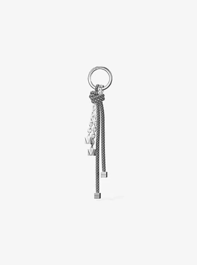 Michael Kors Silver-tone And Speckled Cord Bag Charm In Gray