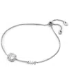 Michael Kors Silver-tone Crystal Slider Bracelet In Silver