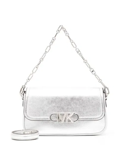 MICHAEL KORS SILVER-TONE MEDIUM PARKER SHOULDER BAG IN LEATHER WOMAN