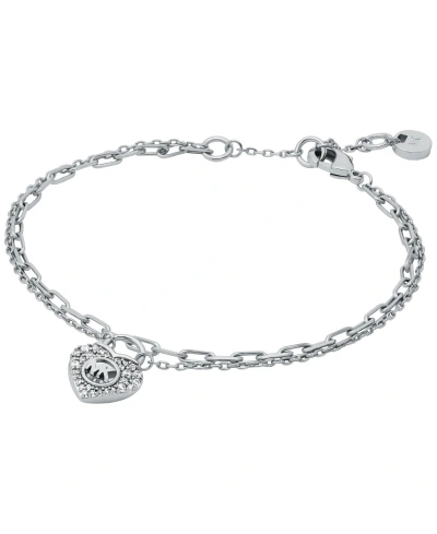 Michael Kors Silver-tone Or Gold-tone Double Layer Heart Lock Chain Bracelet