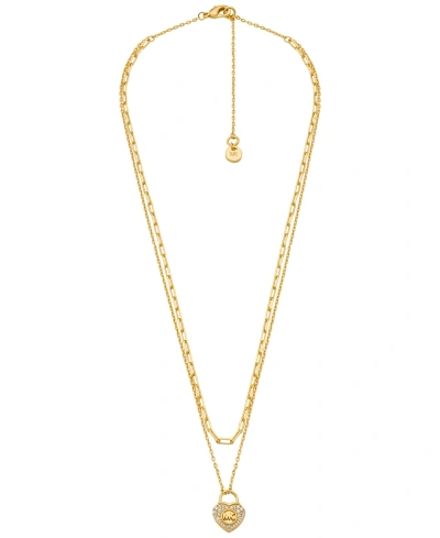Michael Kors Silver-tone Or Gold-tone Double Layer Heart Lock Necklace