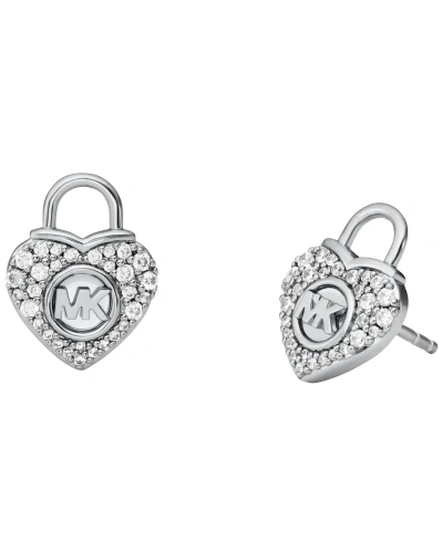 Michael Kors Silver-tone Or Gold-tone Heart Lock Stud Earrings