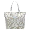MICHAEL KORS SILVER/BEIGE CANVAS AND PATENT LEATHER TOTE