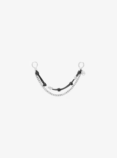 Michael Kors Silver-tone Charm And Chain Bag Charm In Black