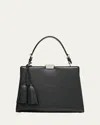 Michael Kors Simone Frame Leather Shoulder Bag In Black