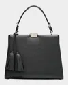 Michael Kors Simone Frame Leather Shoulder Bag In Black
