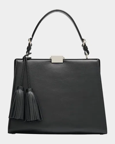 Michael Kors Simone Frame Leather Shoulder Bag In Black