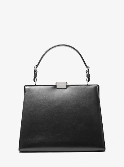 Michael Kors Simone Leather Satchel In Black