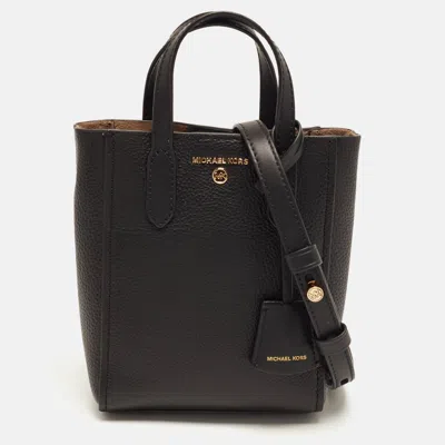 Pre-owned Michael Kors Sinclair Ns Extra Small Black Leather Tote Crossbody Bag