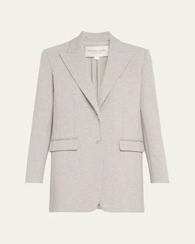 Michael Kors Single-breasted Jersey Boyfriend Blazer In Pearl Mel