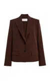 Michael Kors Single-breasted Sand Washed Linen Suiting Blazer In Brown