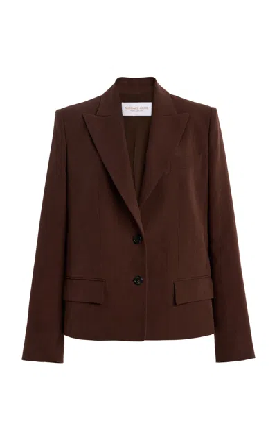 Michael Kors Single-breasted Sand Washed Linen Suiting Blazer In Brown