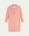 Michael Kors Single-breasted Wool Long Slouch Coat In Pink