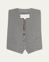 Michael Kors Single-breasted Wool-stretch Crop Vest In Multi