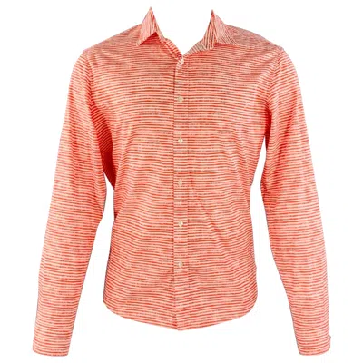 Pre-owned Michael Kors Size M Red White Stripe Cotton Slim Fit Long Sleeve Shirt