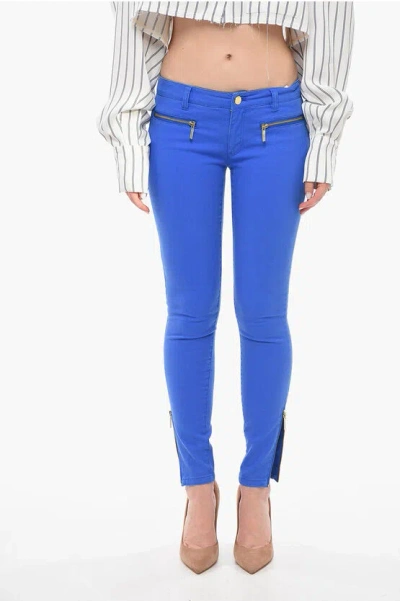 Michael Kors Skinny-fit Trousers With Zipped Detailing In Blue