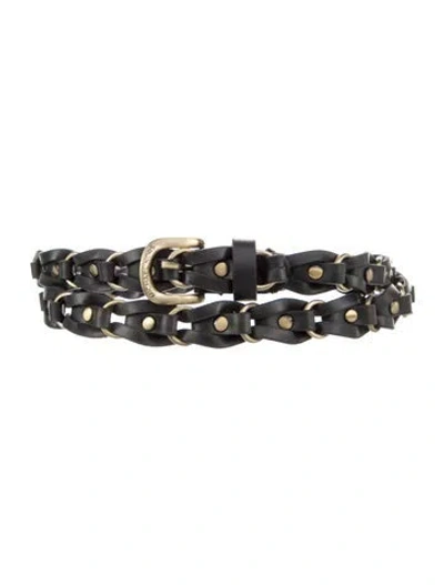 Pre-owned Michael Kors Skinny Leather Belt In Black