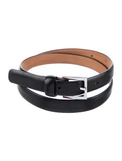 Pre-owned Michael Kors Skinny Leather Belt In Black