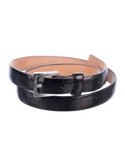 Pre-owned Michael Kors Skinny Leather Belt In Black