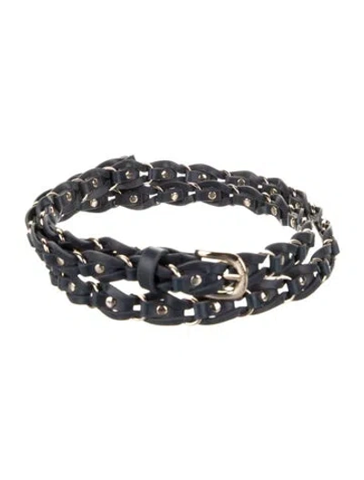 Pre-owned Michael Kors Skinny Leather Belt In Blue