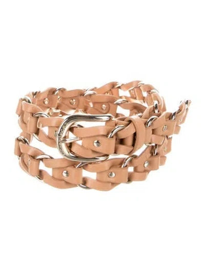 Pre-owned Michael Kors Skinny Leather Belt In Brown