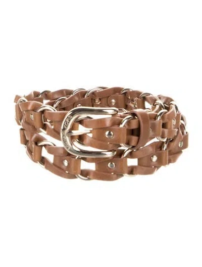 Pre-owned Michael Kors Skinny Leather Belt In Brown