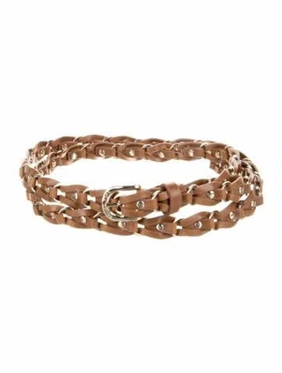 Pre-owned Michael Kors Skinny Leather Belt In Brown