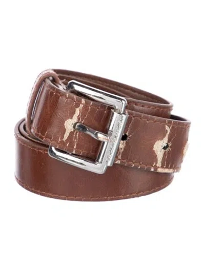 Pre-owned Michael Kors Skinny Leather Belt In Brown